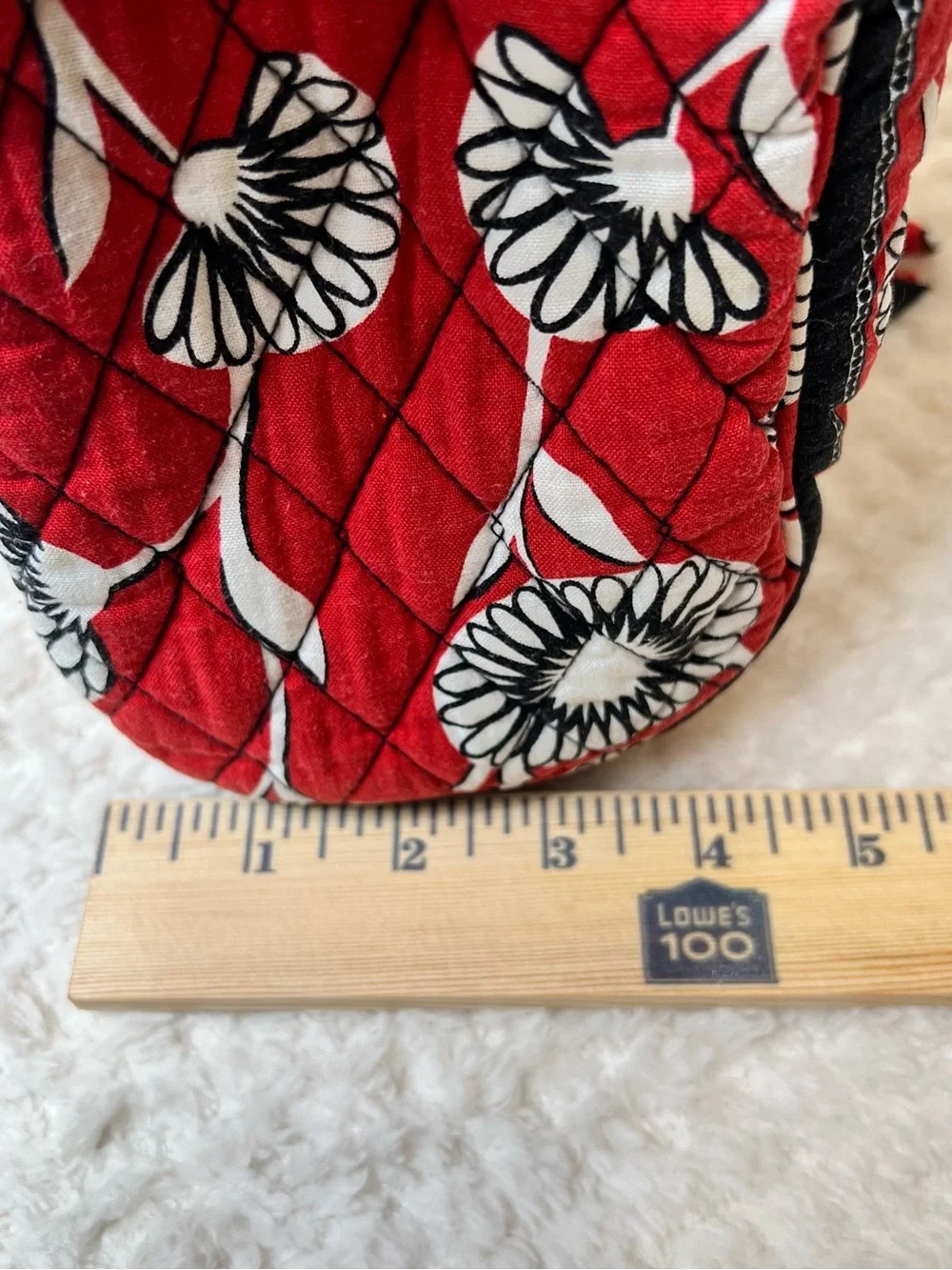 Vera Bradley Red Deco Daisy Small Floral Cinch Tote - Cottagecore Quilted Y2K